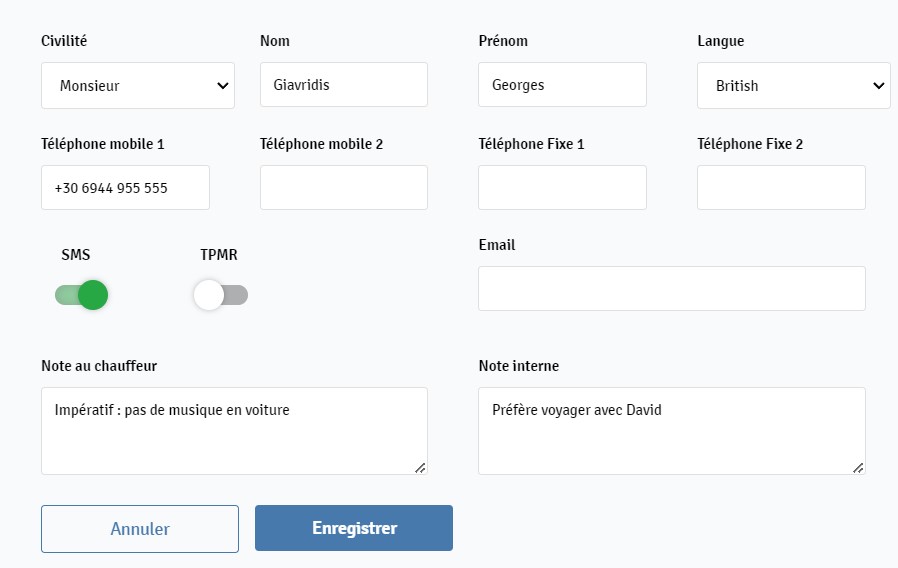 CRM Passager : renseigner les préférences de voyage d'un passager